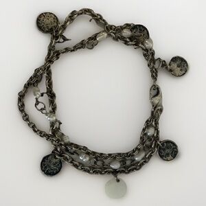 Vintage American Eagle Outfitters Silver-Tone & Pearl Multistrand Charm Bracelet